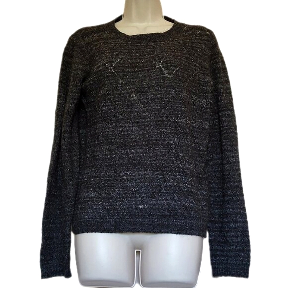 JOE FRESH Women's Black Knit Sweater See Through Diamond Pattern XS